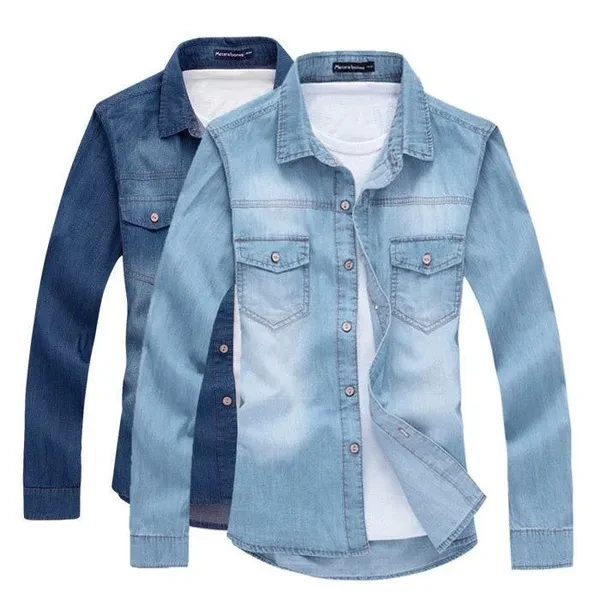 New top Fashion Mens Casual Denim Shirt Luxury Stylish Wash Slim Fit Shirts