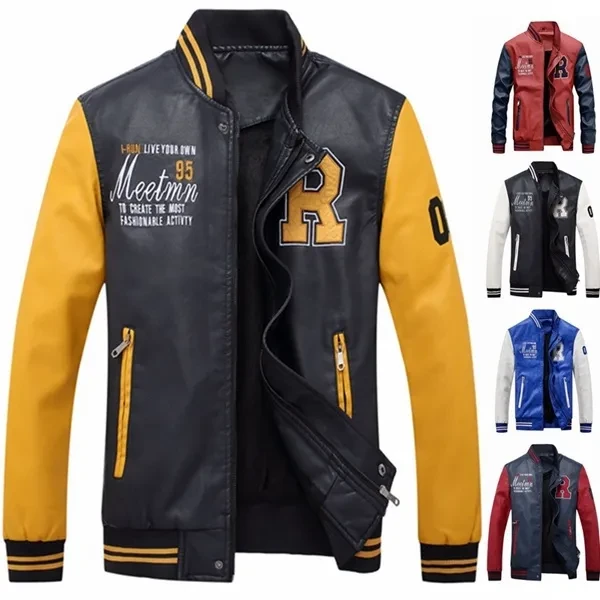 Fashion New Men's PU Leather Jacket Personalized Motorcycle Slim Jacket Casual Men's Jacket 5 Colors
