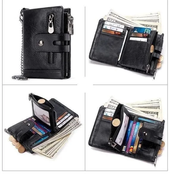 Men New Fashion Genuine Leather Wallet Multifunction Flip Purse Cash ID Card Holders Male Walet Pocketv