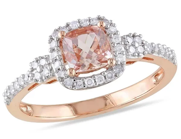 4/5 Carat (ctw) Diamond and Morganite Ring in 10K Rose Pink Gold