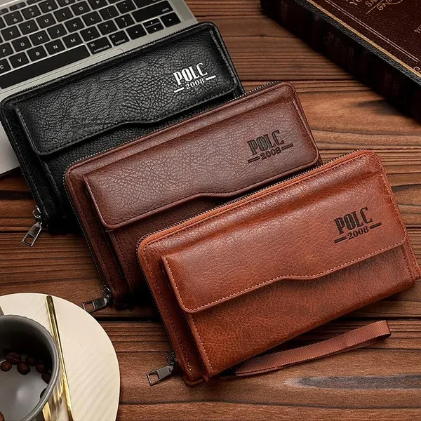Fashion Men Wallets Zipper Long Wallets Clutch Bag Men's Large Capacity Portable Mobile Phone Bags