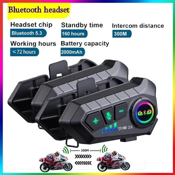 Kebidumei YP10 Bluetooth Motorcycle Helmet Intercom 300M Wireless Intercomunicador 2000Mah Moto Walkie Talkie With Soft Hard Mic