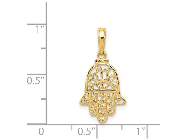 14K Yellow Gold Hamsa Pendant Necklace in with Chain
