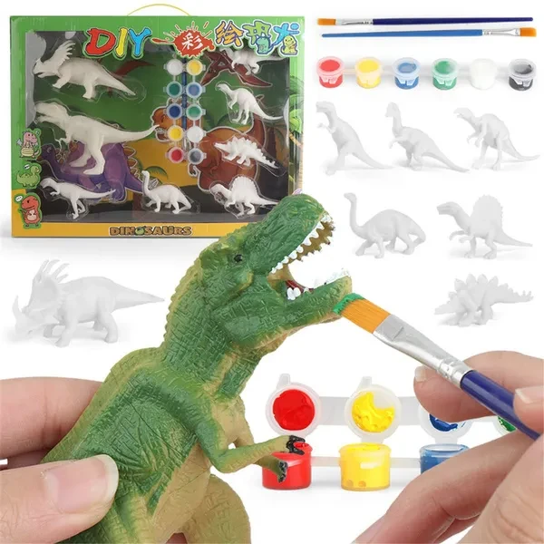 Kids Crafts and Arts Set Painting Kit - Dinosaurs Toys Art and Craft Supplies Party Favors for Boys Girls Age 4 5 6 7 Years Old Kid Creativity DIY Gift Easter Paint Your Own Dinosaur Animal Set MAK