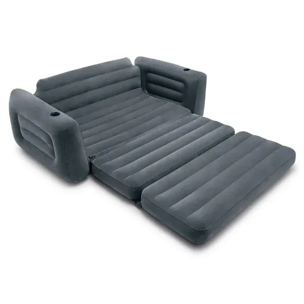 Intex Queen SZ Inflatable PullOut Sofa Bed Sleep Away Futon Couch Gray(Open Box)