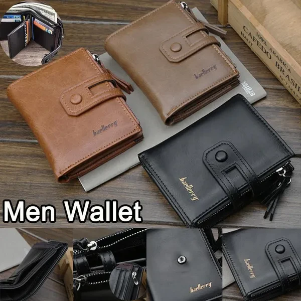 Pu Leather Zipper Men Wallet Vintage Mens Small Wallet Short Design Leather Coin Purse Card Holder