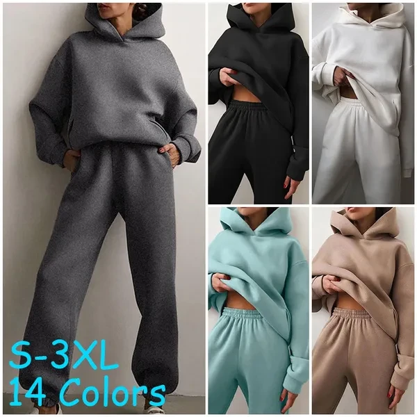 2021 Autumn and Winter Women's Casual Fashion Thickened Long-sleeved Sweater and Trousers Two-piece Suit