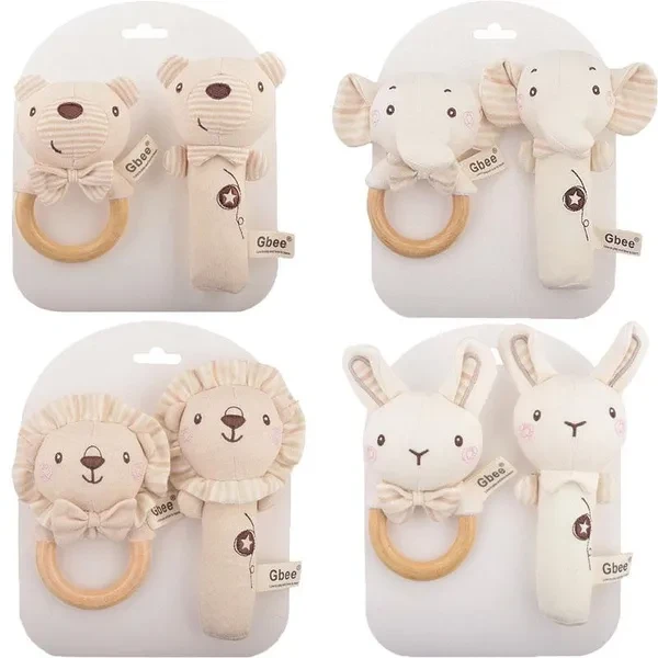 1 SET Baby Rattle Crochet Amigurumi Bunny Rattle Bell Newborn Knitting Gym Toy Educational Teether Baby Mobile Rattle Toy 0-12 Months