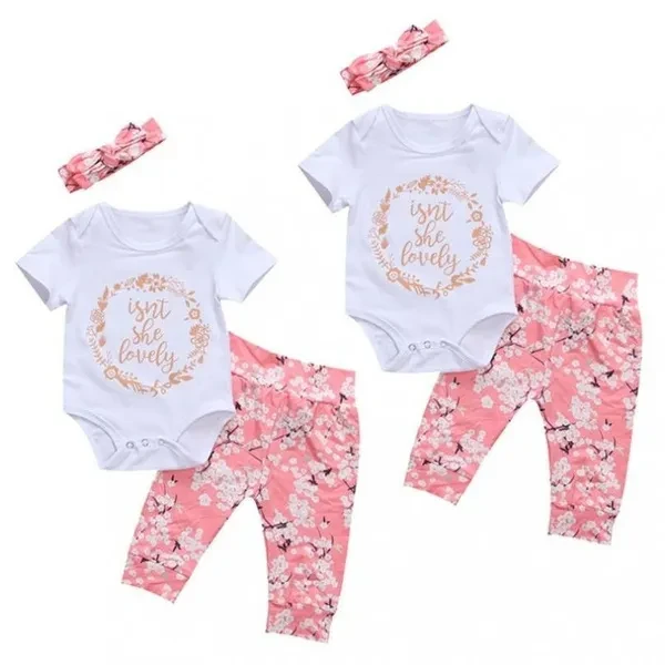 Baby Girls Summer Romper+Pants Set Newborn Bodysuit Jumpsuit Clothes Outfits