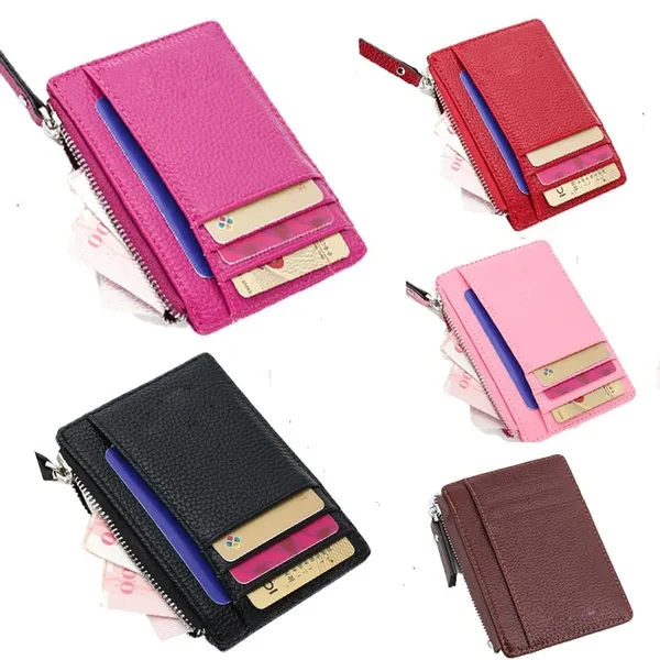 Mini Womens Men Leather Wallet Card Holder Zip Coin Key Purse Handbag Bag USA
