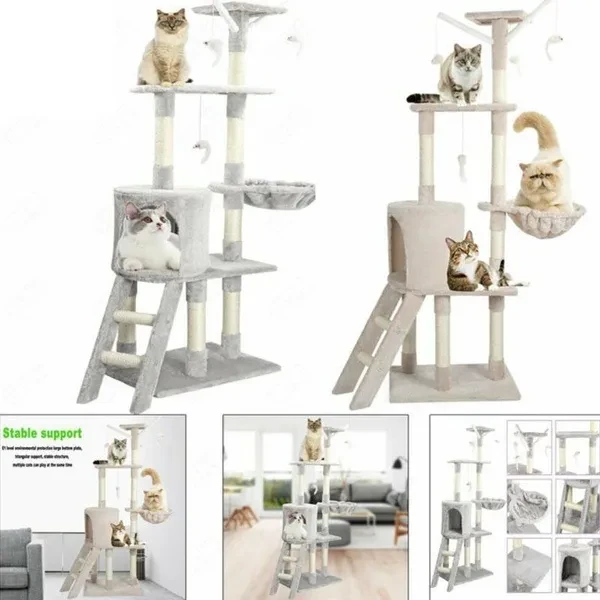 Large Multilevel Cat Tree Scratching Post Kitten Climbing Tower Activity Centre
